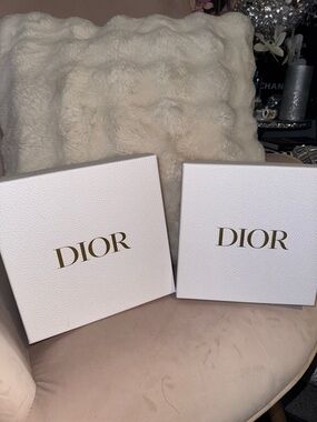 Dior White Gift Boxes with Silver Mosaic Clutch